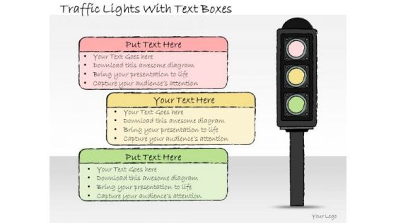 Ppt Slide Traffic Lights With Text Boxes Sales Plan