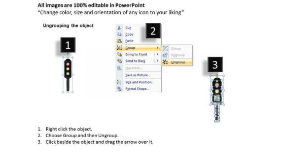 Ppt Slide Traffic Lights With Text Boxes Sales Plan