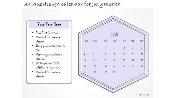 Ppt Slide Unique Design Calendar For July Month Business Diagrams