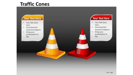 Ppt Slides 2 Editable Road Cones PowerPoint Templates