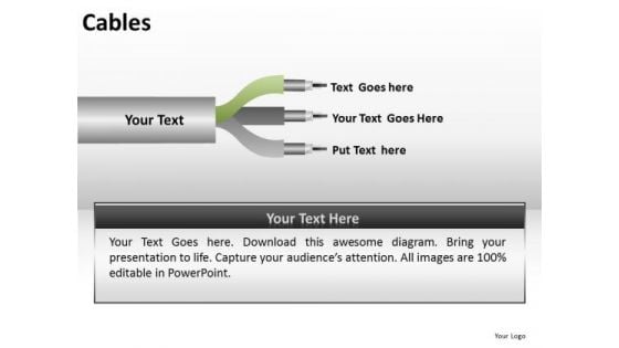 Ppt Slides 3 Wires Cables Diagram PowerPoint Templates