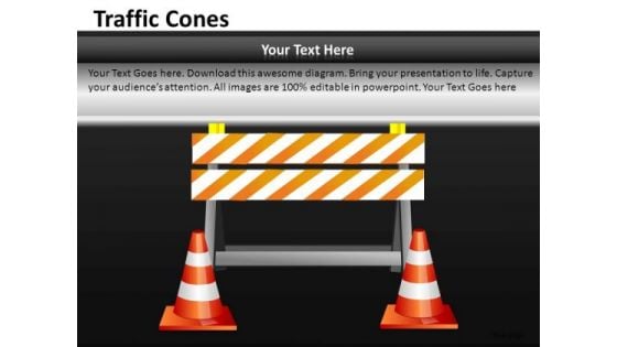 Ppt Slides Business Roadblocks Ahead Traffic Cones PowerPoint Templates