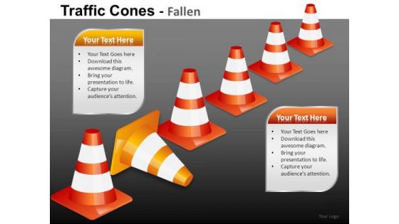 Ppt Slides Fallen Traffic Cones Change Path PowerPoint Templates