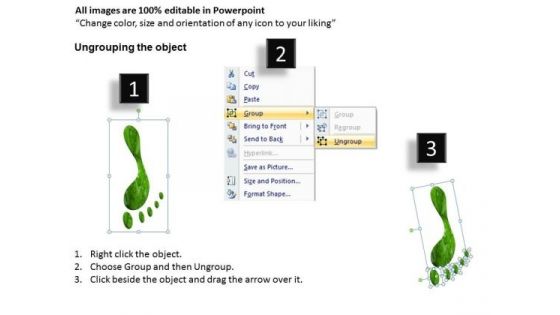 Ppt Slides Green Footprints Icons PowerPoint Templates