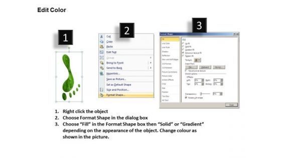 Ppt Slides Green Footprints Icons PowerPoint Templates