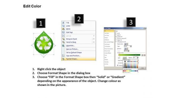 Ppt Slides Recycle Symbol On Dew Drop PowerPoint Templates