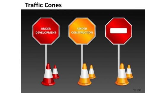 Ppt Slides Under Construction Development Road Signs PowerPoint Templates