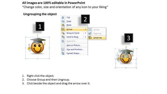 Ppt Smiley Emoticon With Graduation Degree And Cap Business PowerPoint Templates