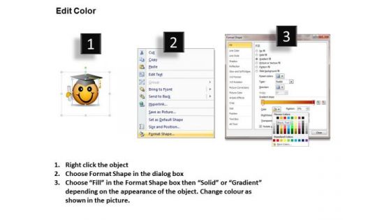 Ppt Smiley Emoticon With Graduation Degree And Cap Business PowerPoint Templates