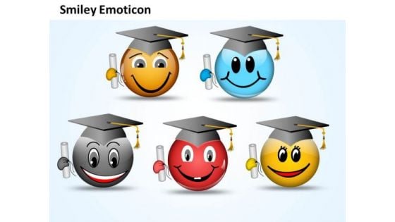 Ppt Smiley Emoticon With Graduation Degree And Cap Growth PowerPoint Templates