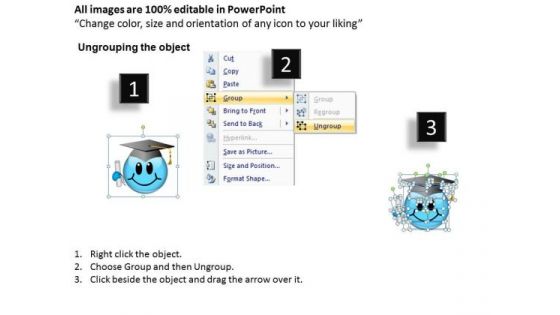 Ppt Smiley Emoticon With Graduation Degree And Cap Growth PowerPoint Templates