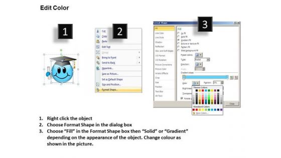 Ppt Smiley Emoticon With Graduation Degree And Cap Growth PowerPoint Templates