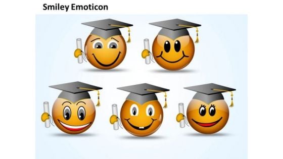 Ppt Smiley Emoticon With Graduation Degree And Cap Process PowerPoint Templates