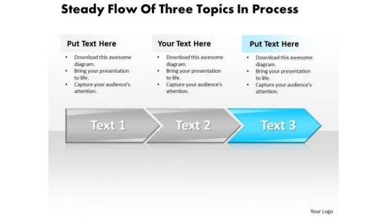 Ppt Steady Flow Of Three Topics In Writing Process PowerPoint Presentation Templates