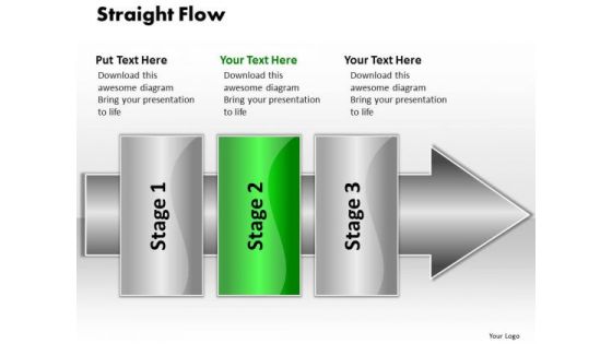 Ppt Straight Flow 3 Stages1 PowerPoint Templates