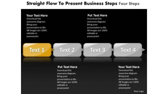 Ppt Straight Instance To Present Business PowerPoint Theme Steps Four Templates
