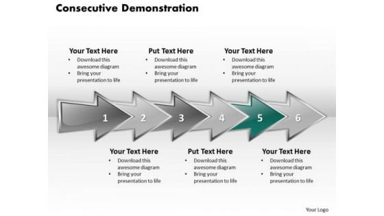 Ppt Successive Demonstration Using Arrows PowerPoint 2010 Six Steps Templates