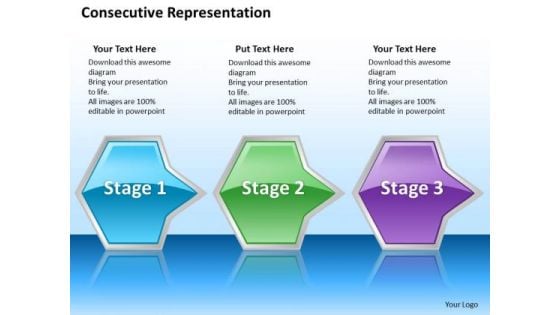 Ppt Successive Representation Of Octagonal Arrows PowerPoint Templates 3 Stages