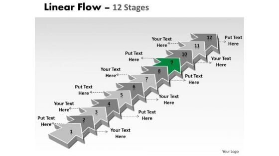 Ppt Template 12 Stages Linear Arrows To Create Business PowerPoint Presentations Plan 10 Image