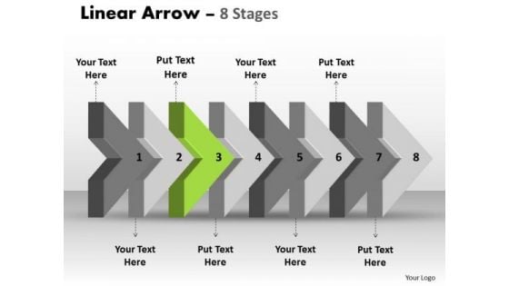 Ppt Template 3d Arrow Representing Eight Later Steps Time Management PowerPoint 4 Design