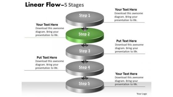 Ppt Template 3d Illustration Of 5 Stages Organization PowerPoint Theme Transaction Design