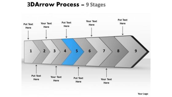 Ppt Template 3d Illustration Of Arrow Manner 9 Stages Time Management PowerPoint 6 Graphic