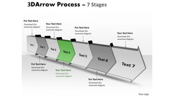 Ppt Template 3d Illustration Of Arrow Process 7 State Diagram 5 Graphic