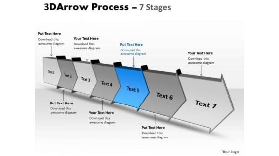 Ppt Template 3d Illustration Of Arrow Process 7 State Diagram 6 Graphic