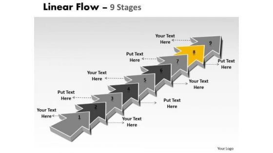 Ppt Template 9 Power Point Stage Linear Process Spider Diagram PowerPoint Image