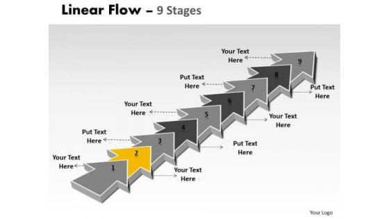 Ppt Template 9 State Diagram Linear Process PowerPoint Free 3 Graphic