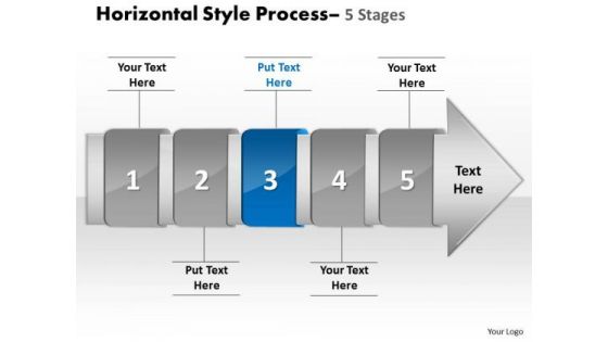 Ppt Template Horizontal Flow Of 5 Stage Swim Lane Diagram PowerPoint 4 Design