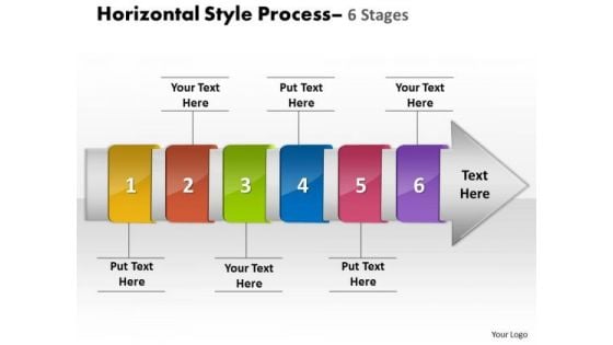 Ppt Template Horizontal Flow Route Charts Of 6 Stage Diagram PowerPoint Free 1 Image