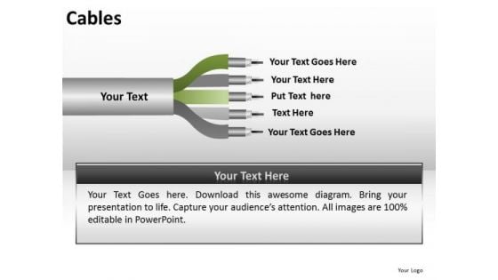 Ppt Templates 5 Outputs Cables Wires PowerPoint Slides