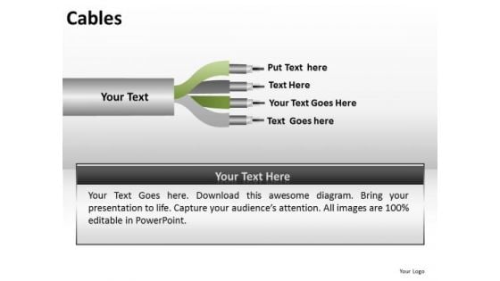 Ppt Templates Diverging Arrows Cables Wires PowerPoint Slides