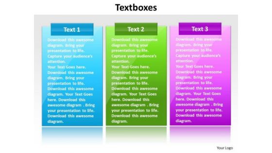 Ppt Text Boxes PowerPoint Background Colorful Representation Templates