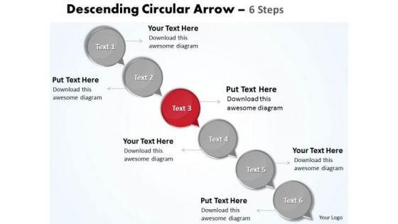 Ppt Text Circles Moving Down Arrow 6 PowerPoint Slide Numbers Business Templates