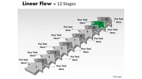 Ppt Theme 12 Stages Linear Arrows To Create Business Representation Video Plan Design