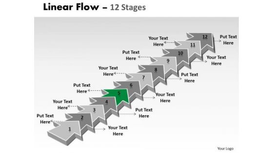 Ppt Theme 12 Stages Linear Arrows To Create Professional Pre Plan 6 Graphic