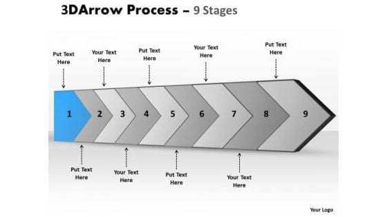 Ppt Theme 3d Illustration Of Arrow Course Action 9 Phase Diagram 2 Graphic