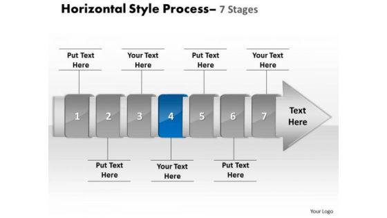 Ppt Theme Linear Demonstration Of 7 Stages Manner Production Strategy PowerPoint 5 Design