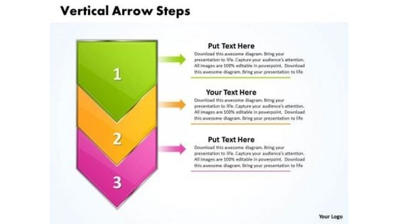 Ppt Vertical Arrow Steps Working With Slide Numbers Description PowerPoint Templates