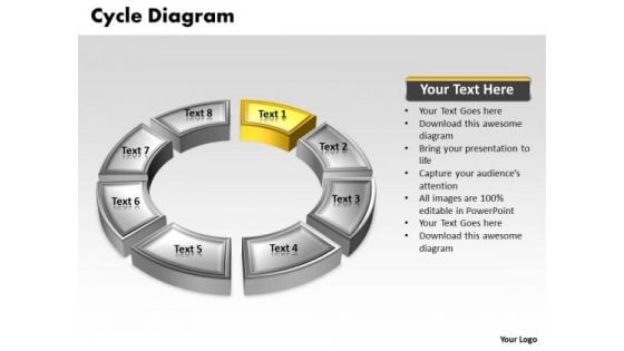 Ppt Yellow Animated Text Cycle Network Diagram PowerPoint Template Templates