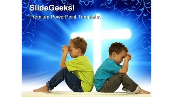 Praying Boys Religion PowerPoint Template 0610