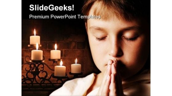 Praying Child Religion PowerPoint Template 0610