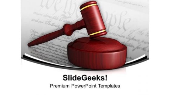 Preamble To Constitution And Wooden Gavel PowerPoint Templates Ppt Backgrounds For Slides 0313