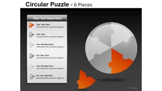 Presentation Circular Puzzle 6 Pieces PowerPoint Slides And Ppt Diagram Templates