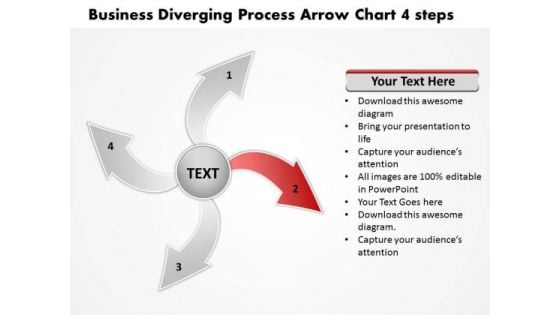 Presentation Diverging Process Arrow Chart 4 Steps Circular PowerPoint Templates