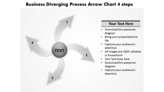 Presentation Diverging Process Arrow Chart 4 Steps Cycle PowerPoint Slides