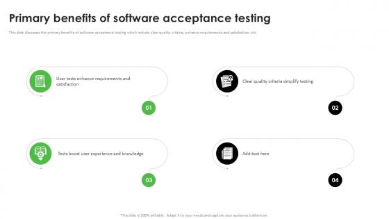 Primary Benefits Of Software Acceptance Testing PPT Example