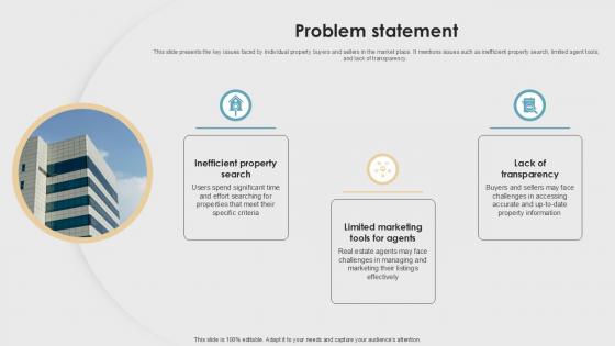 Problem Statement Property Listings Platform Pitch Deck PPT Sample Problem Statement Property Listings Platform Pitch Deck PPT Sample